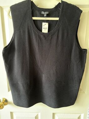 Lane Bryant Textured Black Ribbed Sweater Vest